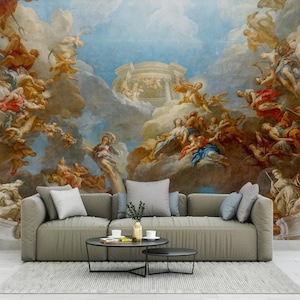 Carta da parati staccabile e adesiva con motivo rinascimentale: decorazione del soffitto di Versailles immagine 3
