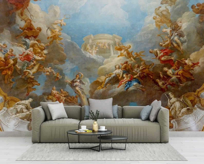 Carta da parati staccabile e adesiva con motivo rinascimentale: decorazione del soffitto di Versailles immagine 3