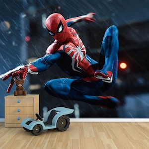 Spiderman Wallpaper | Peel and Stick | Removable | Superheroes Wall Mural |  Kid Room Wallpaper |  Nursery Wallpaper | Kid Wall Decal