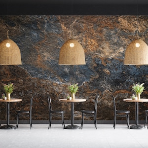 Ore Granite Stone Stone Look Wallpaper Brown Blue Marble Tone Concrete