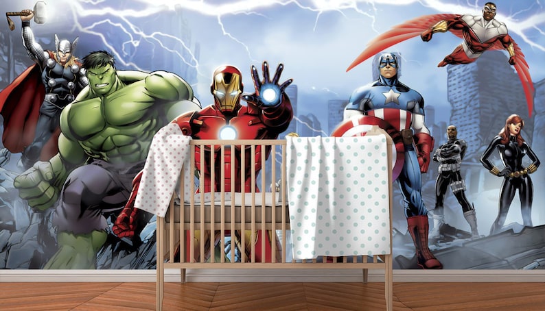 Marvel Avengers Wallpaper - Removable Peel and Stick Nursery Decor - Etsy