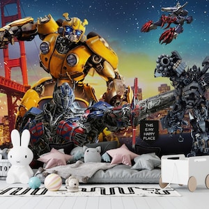 Transformers Wallpaper | Peel and Stick | Transformers Wall Decor | Superheroes Mural | Kid Wallpaper | Nursery Wall Mural | Kid Wall Decal