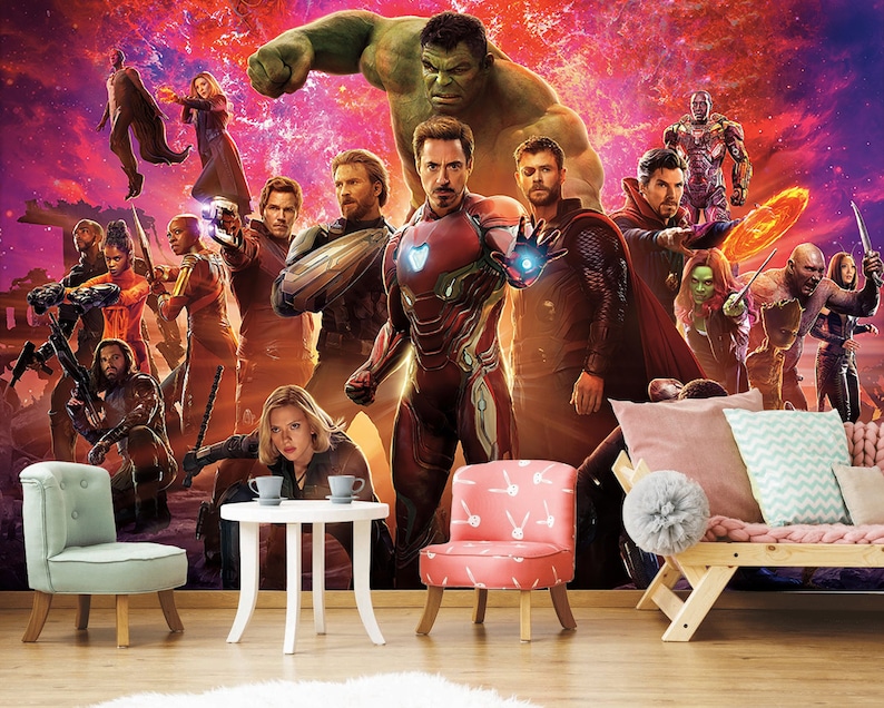 Avengers Peel and Stick Wallpaper: Superheroes Kid Room Decor - Etsy
