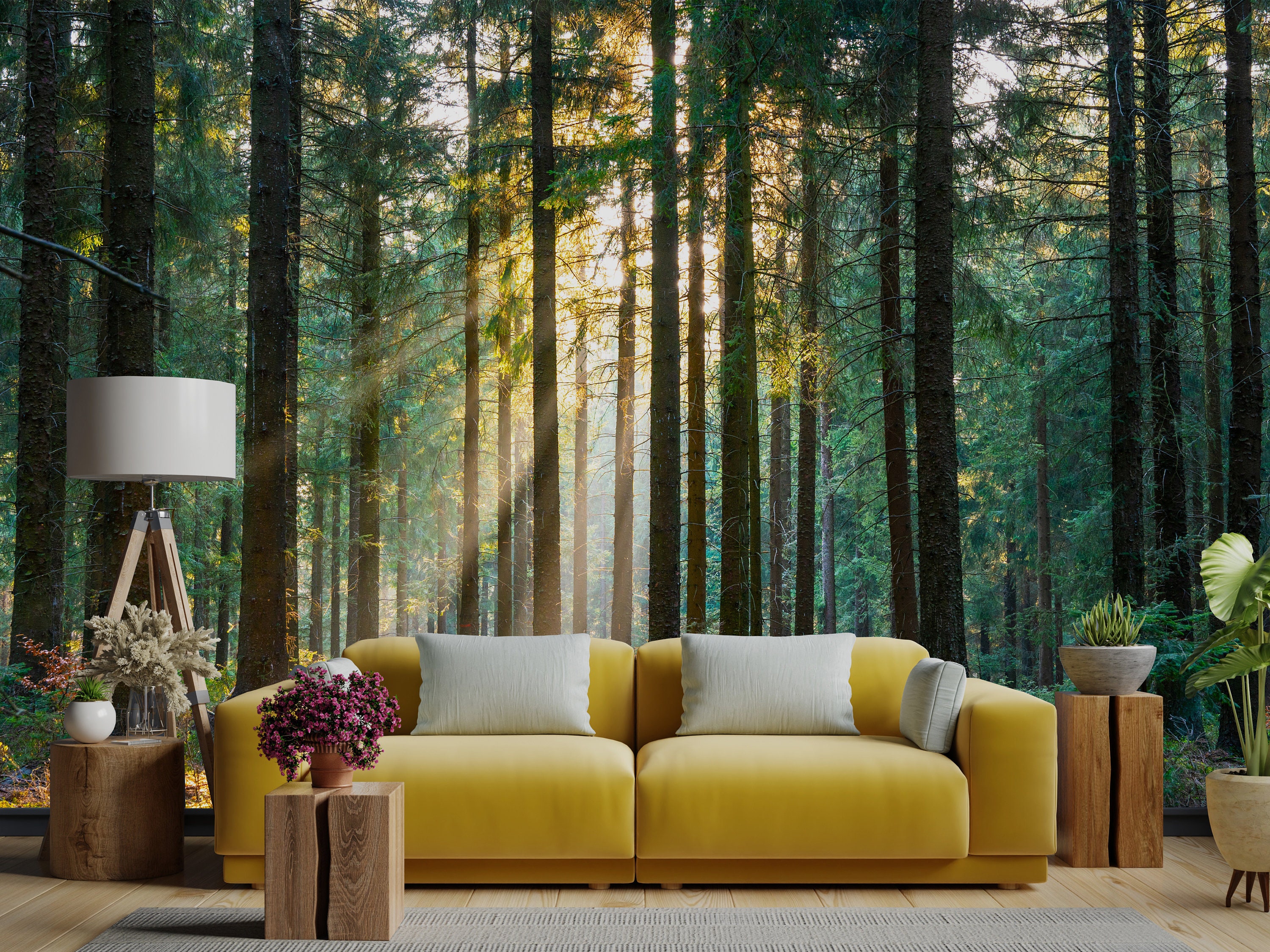 Forest Wallpaper Mural: Peel and Stick Removable Wall Decor - Etsy