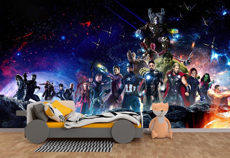 Avengers Peel and Stick Wallpaper: Superhero Kid Room Decor - Etsy