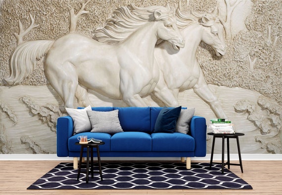 Amazon.com: JBTOHS 3D Running Horse Wall Murals, Nature