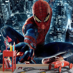 Spinnenmann-Tapete |   Schälen und Aufkleben |  Kinderzimmer Tapete | Wand Decore- Spiderman Tapete | Spiderman Wandtattoo | Superhelden Wandbild