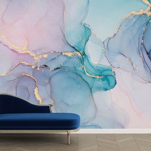 Papier peint mural en marbre doré : art déco