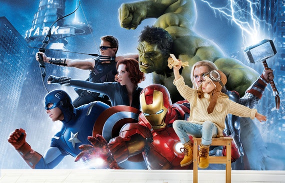 MARVEL キャプテンアメリカ 壁紙　クロス　ウォールペーパー　未開封 アベンジャーズメンバーがアッセンブル！貼ってはがせる壁紙