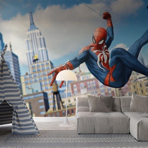 Carta da parati Spiderman / Stacca e attacca / Rimovibile / Decalcomania Spider-man / Carta da parati per bambini / Decorazione per la cameretta dei bambini / Decalcomania da parete supereroe / Decorazione per la cameretta dei bambini