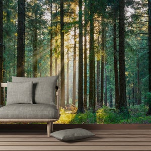 Forest Wallpaper Mural: Peel and Stick Removable Wall Decor - Etsy