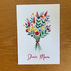 Bedankt mama // bloemenkaart // Moederdag // aquarelbloemen // voor mama // beste mama