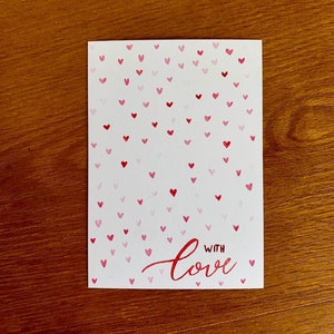 Carte postale avec amour // Salutations // Amour // Coeurs // Saint Valentin