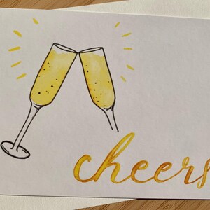 Ansichtkaart Cheers // Gefeliciteerd // Cheers // Champagneglazen // Celebration // Champagne