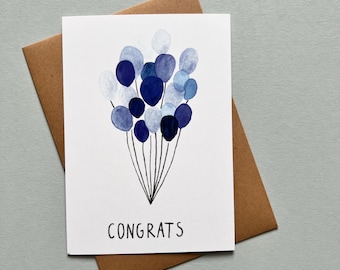 Postal de felicitación // Globos // Feliz cumpleaños // Tarjeta de cumpleaños