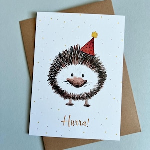 Carte Hérisson // Hérisson // Salutations animales // Hourra // Carte d'anniversaire