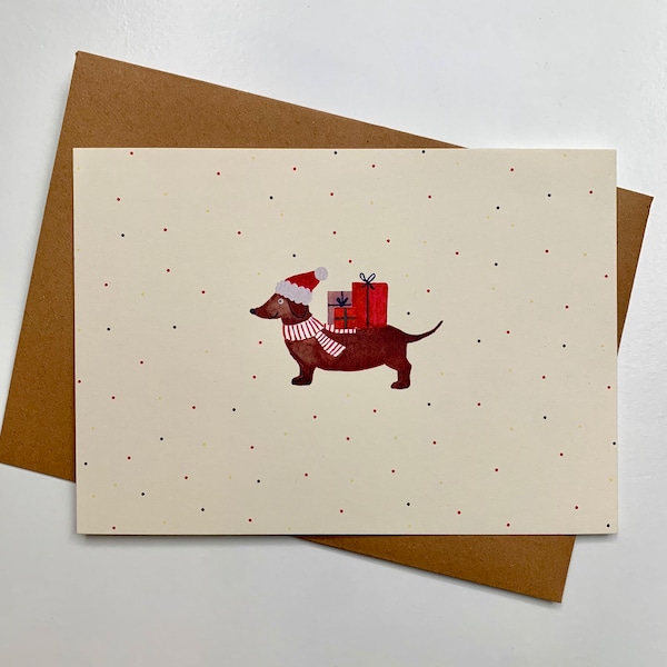 Christmas card // Christmas // Dachshund // Christmas gift // animal Christmas // Christmas dachshund