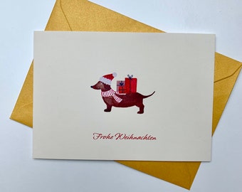 Christmas card // Merry Christmas // Dachshund // Christmas present // Animal Christmas // Christmas Dachshund