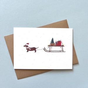 Christmas card // dachshund // sleigh // animal Christmas // Christmas dachshund // Christmas card dog // funny Christmas card