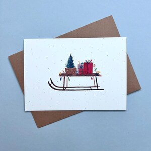 Weihnachtskarten// Schlitten // Weihnachten // Weihnachtspost // Grußkarte Frohe Weihnachten // Geschenkidee //Weihnachtsbaum