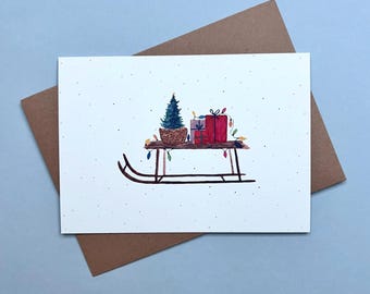 Christmas cards // Sleigh // Christmas // Christmas mail // Merry Christmas greeting card // Gift idea // Christmas tree