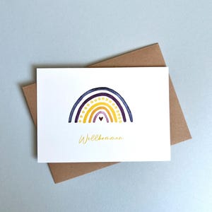 Carte d'anniversaire // Bienvenue // Arc-en-ciel // Naissance // Bébé