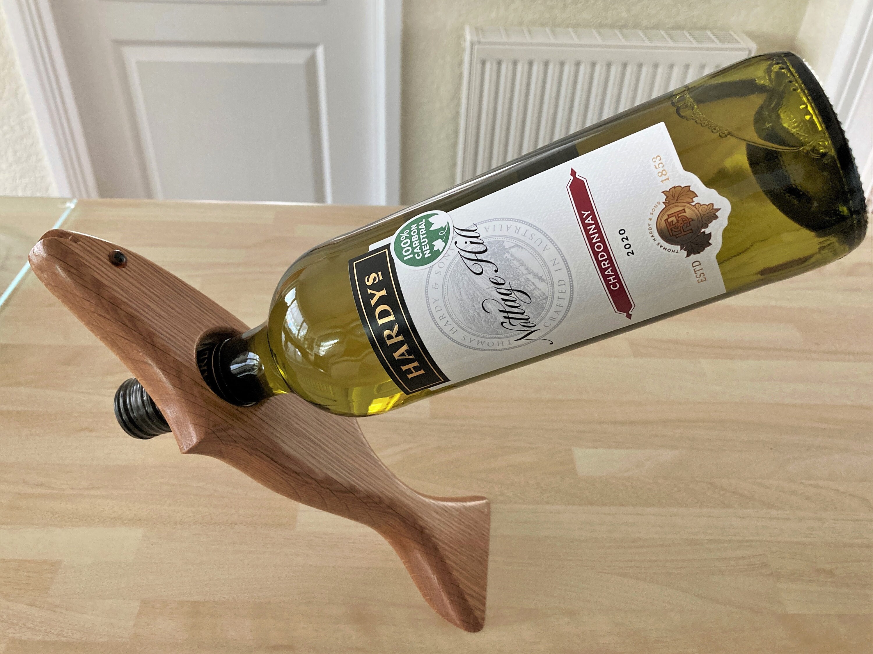 Wooden Floating Fish Wine Bottle Holder. Etsy UK