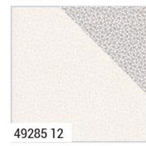 May include: White ceramic tile with a speckled pattern. The tile is divided diagonally, with one half having a finer speckling than the other. The tile has the number 49285 12 printed on it.