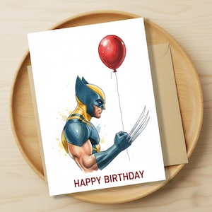 Wolverine Birthday Video Card, Printable Superhero Greeting Card, Comic Book Art, Sentimental Quote, Digital Download Gift for Him