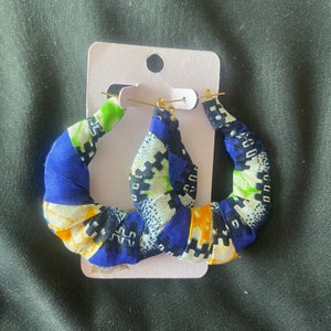 Ankara Fabric Wrapped Chunky Hoop Earrings