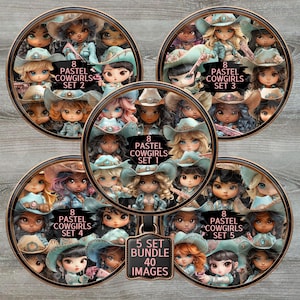 Cute cowgirls bundle| PNG| commercial use| SVG files|digital download| printable art| western illustrations| Cute Wild West| Casey's Heart