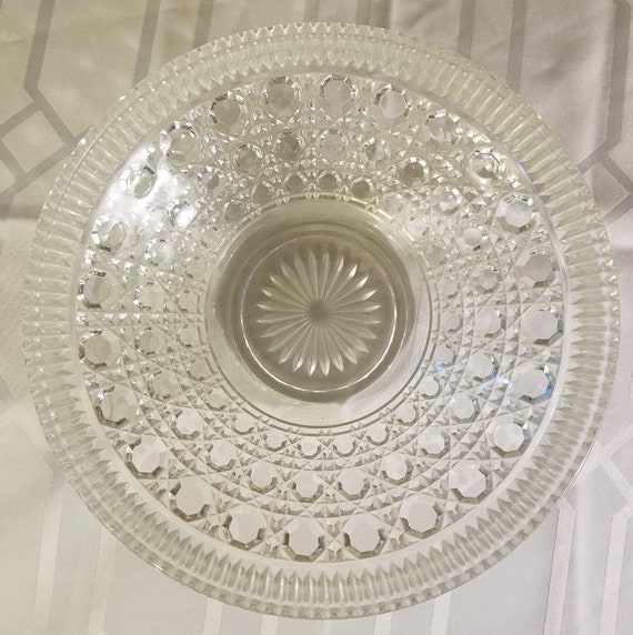 Antique Clear Glass Bowl With Octagon Pattern & Starburst in - Etsy