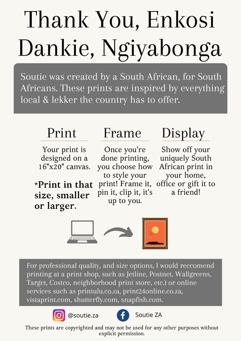 Mzansi South African Digital Print Etsy