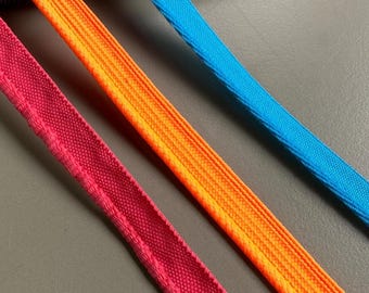 Matt polyester cotton lip piping cord, 3/8" 1/2" (1 cm 1.2 cm) wide, Blue, Fuchsia, Orange, Pipping trim