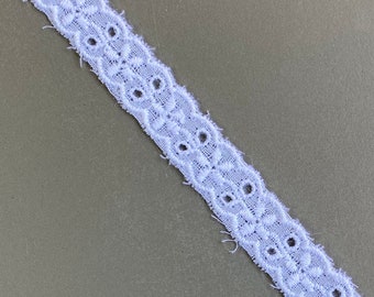 Small flower scalloped edge cotton eyelet lace trim, 7/16" wide, Broderie anglaise, White