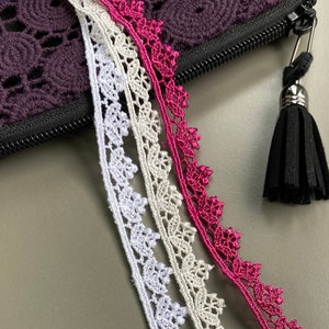 Tiny flower edge rayon venice lace trim, 1/2&quot; 1.2cm wide, Guipure lace, Chemical lace, Fuchsia, Ivory, White