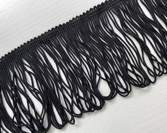 2 5/8" black polyester looped fringe trim