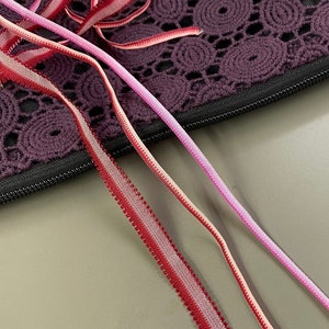 2 Meter schmales Polyesterband mit Farbverlauf, 0,3 cm 0,9 cm breit, Rot, Rosa, Burgund