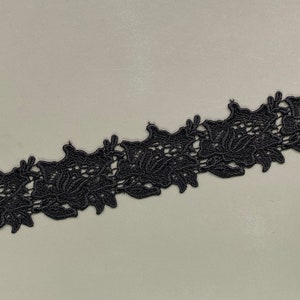 Retro black rose rayon venise lace trim, 2&quot; 5cm wide, Guipure lace, Chemical lace