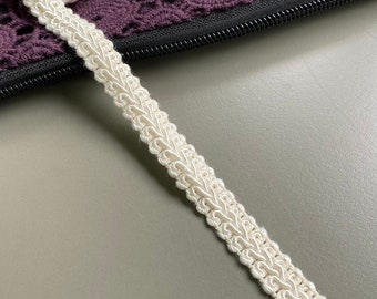 2 yards Ivory rayon gimp braid trim, 7/16" 1.1cm wide, Chinese French gimp braid, Upholstery trim