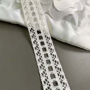 1.5 yards Faggoting Ladder Cotton Cluny Crochet Lace Trim, 1 1/16&quot; wide, Ivory