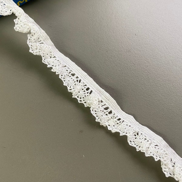 Elastic ruffled geometric cotton edging cluny lace trim, 1/2" (1.3 cm) wide, Ivory, Crochet lace, Torchon lace, Lace edge
