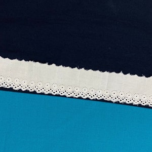 56&quot; (1.4m) Natural beige geometric scalloped edge cotton eyelet lace trim, 1 1/4&quot; 3.3cm wide