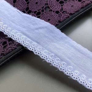 White tiny flower scalloped cotton eyelet lace trim, 1 3/4&quot; 4.5cm wide