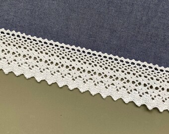 Off white antique geometric scallop cotton cluny lace trim, 1 1/2" (3.8cm) wide, Crochet lace, Edging trim