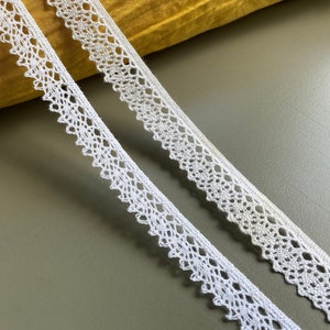 Geometric cotton edging cluny lace trim, 1/2&quot; 5/8&quot; (1.3 cm 1.5 cm) wide, Off White, White, Crochet lace, Torchon lace, Lace edge