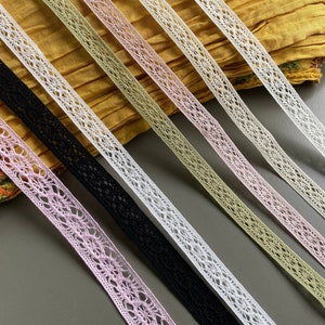 Wheel insertion polyester cluny lace trim, 3/8&quot; 1/2&quot; 11/16&quot;, 1.1cm 1.3cm 1.7cm wide, Black, Pink, Off White, Crochet lace