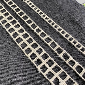 1.75 yards (1.6m) Natural beige square ladder cotton lace trim, 3/8&quot; 1/2&quot; 1&quot; 1cm 1.3cm 2.7cm wide