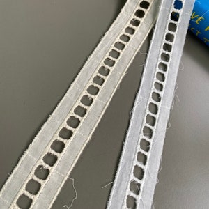 Faggoting ladder entredeux cotton eyelet lace trim, 1" 1 3/16" 2.5cm 3cm wide, Beige, Ivory