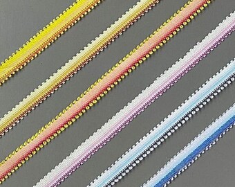 Multicoloured Stripe Loop Edge Knit Ribbon Trim, 1/4" 0.7cm wide
